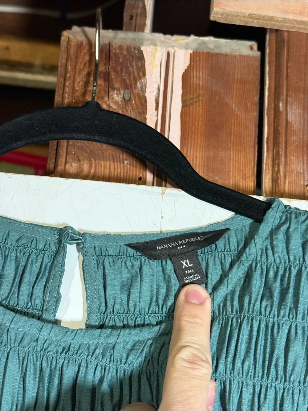 Banana Republic Smocked Bodice Maxi Dress Linen Thermal Spring Blue Size XL TALL - Picture 8 of 10